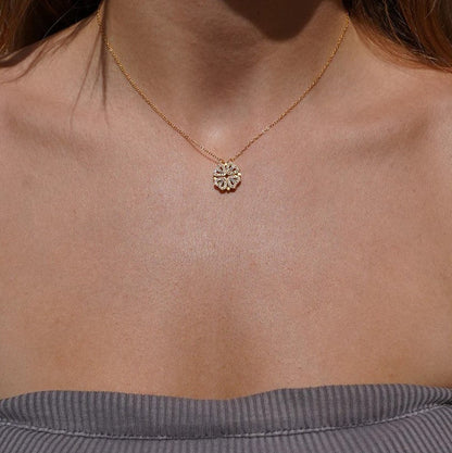 Collar Trébol de 4 Hojas Suerte & Caja con Rosa Eterna