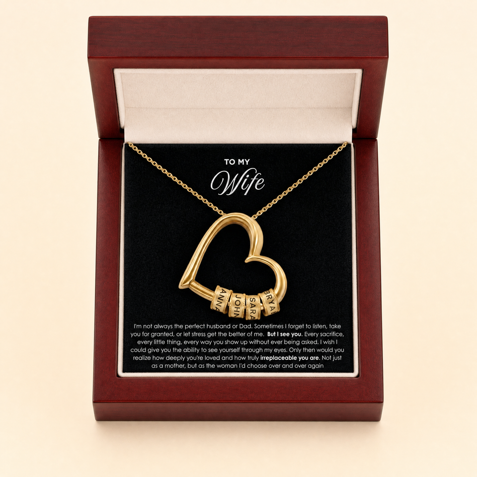 The Heart of Our Family beads necklace in gift box