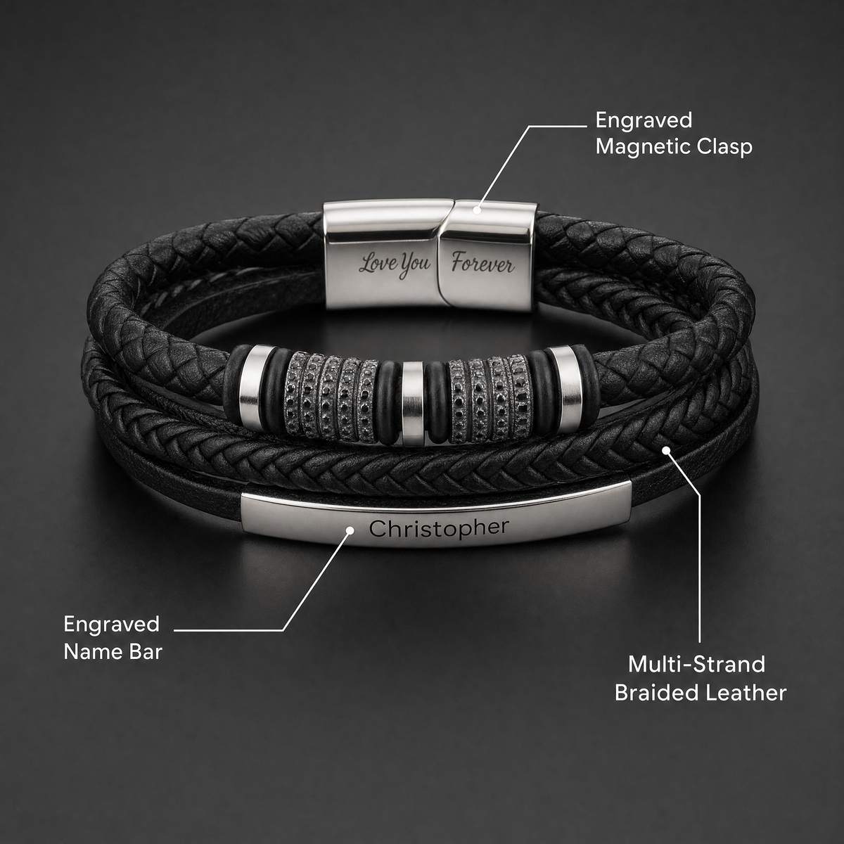 Son's triple stack bracelet features