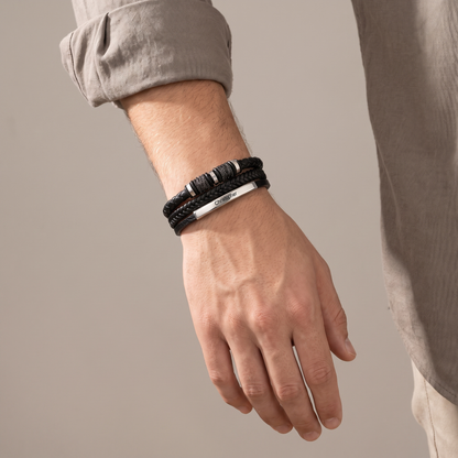 Forever Connected son's bracelet worn on wrist