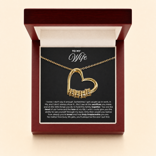 The Heart of Our Family beads necklace in gift box