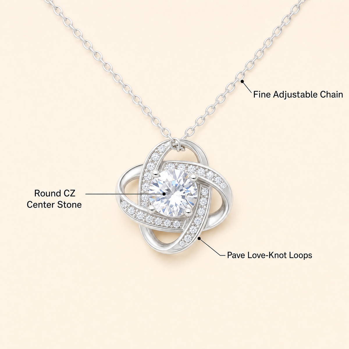 Forever Love Knot necklace features