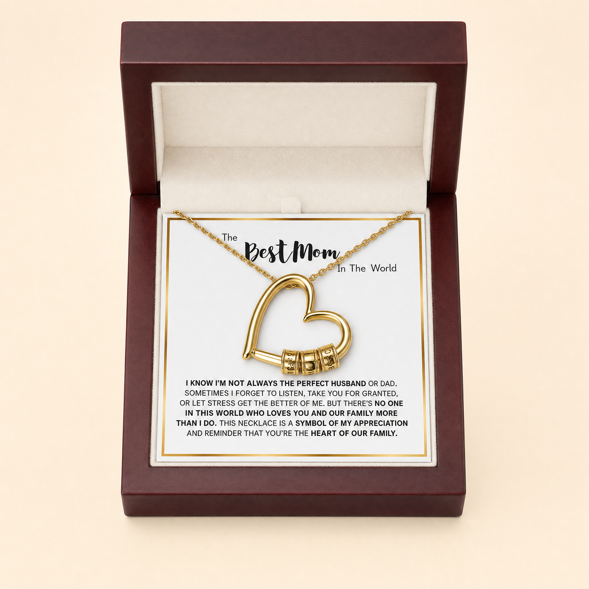 Family's Love engraved pendant with LED gift box