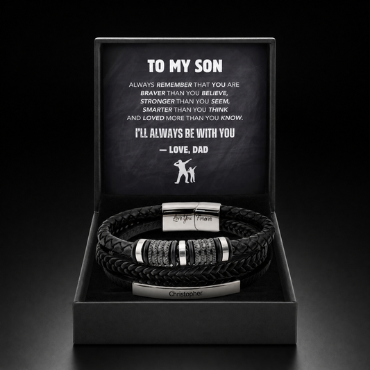 Son's Pride and Love triple stack bracelet in gift box