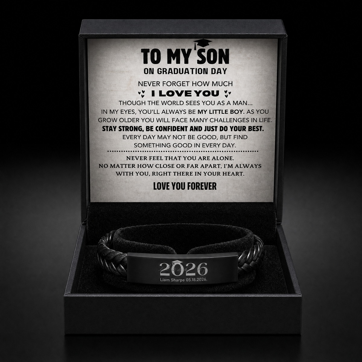 Son's personalized graduation milestone keepsake gift set