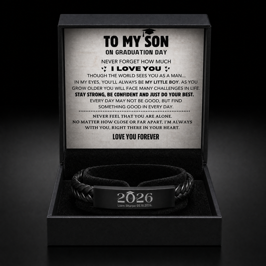 Son's personalized graduation milestone keepsake gift set