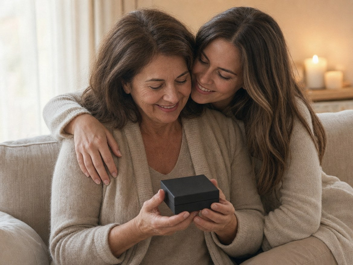 Daughter gifting her mother a jewelry box